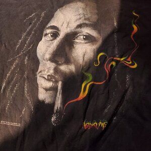 Large bob marley tee t-shirt black smoke weed used